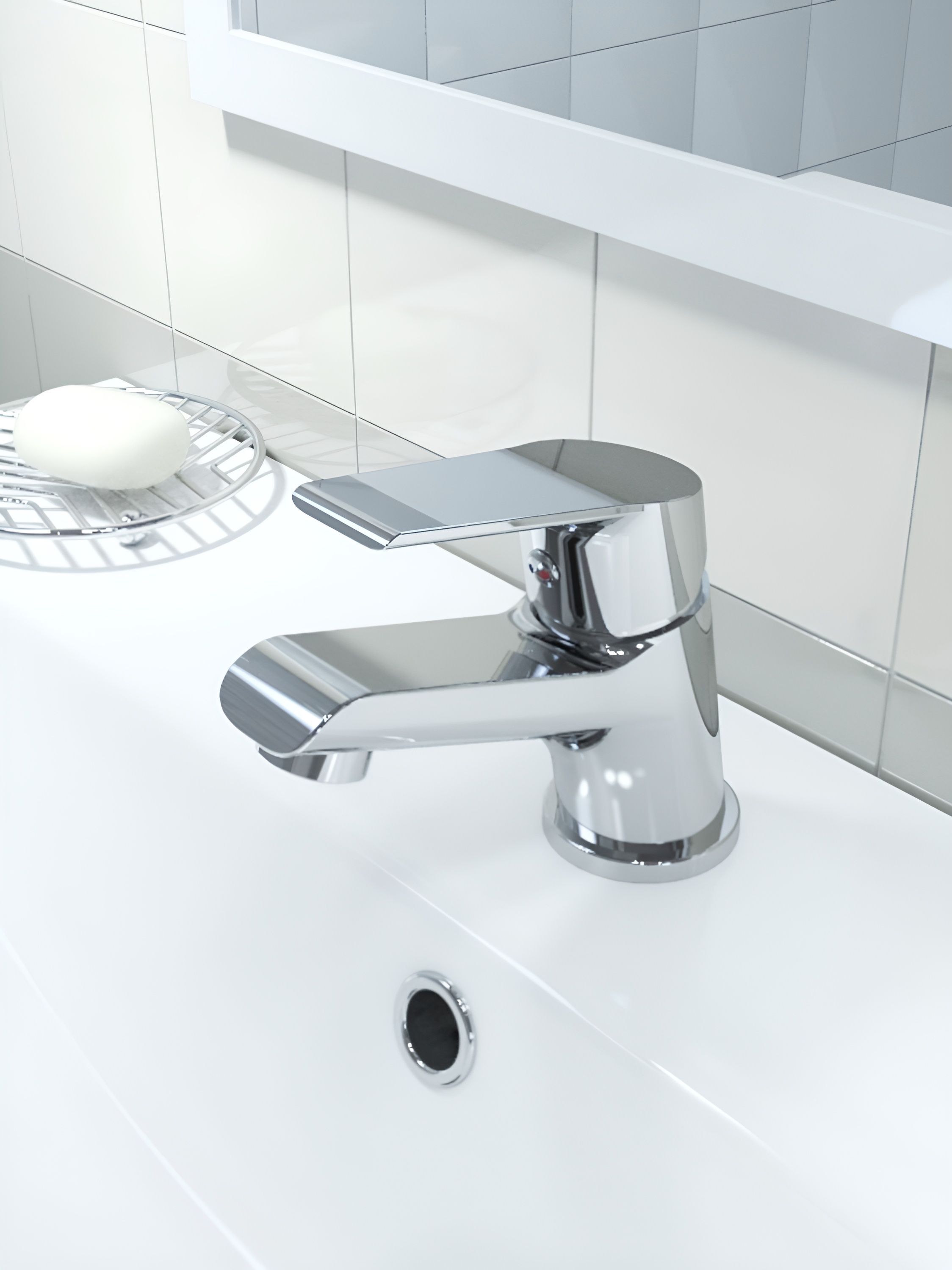 Фото товара на маркетплейсе ozon Смеситель для раковины Milardo, компактный, латунь, хром, Nelson, NELSB00M01