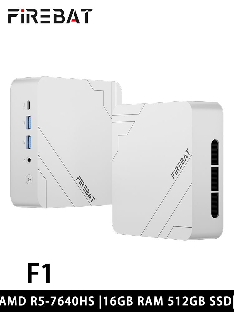 FIREBATМини-ПК(AMDRyzen57640HS,RAM16ГБ,SSD512ГБ,AMDRadeon760M,Windows11Pro),F1,серыйметаллик