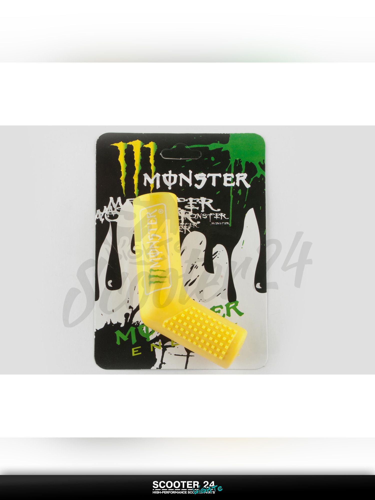 Защитная накладка "MONSTER ENERGY" на лапку КПП мотоцикла, мопеда, квадроцикла, питбайка (универсальная, желтая) "XJB"