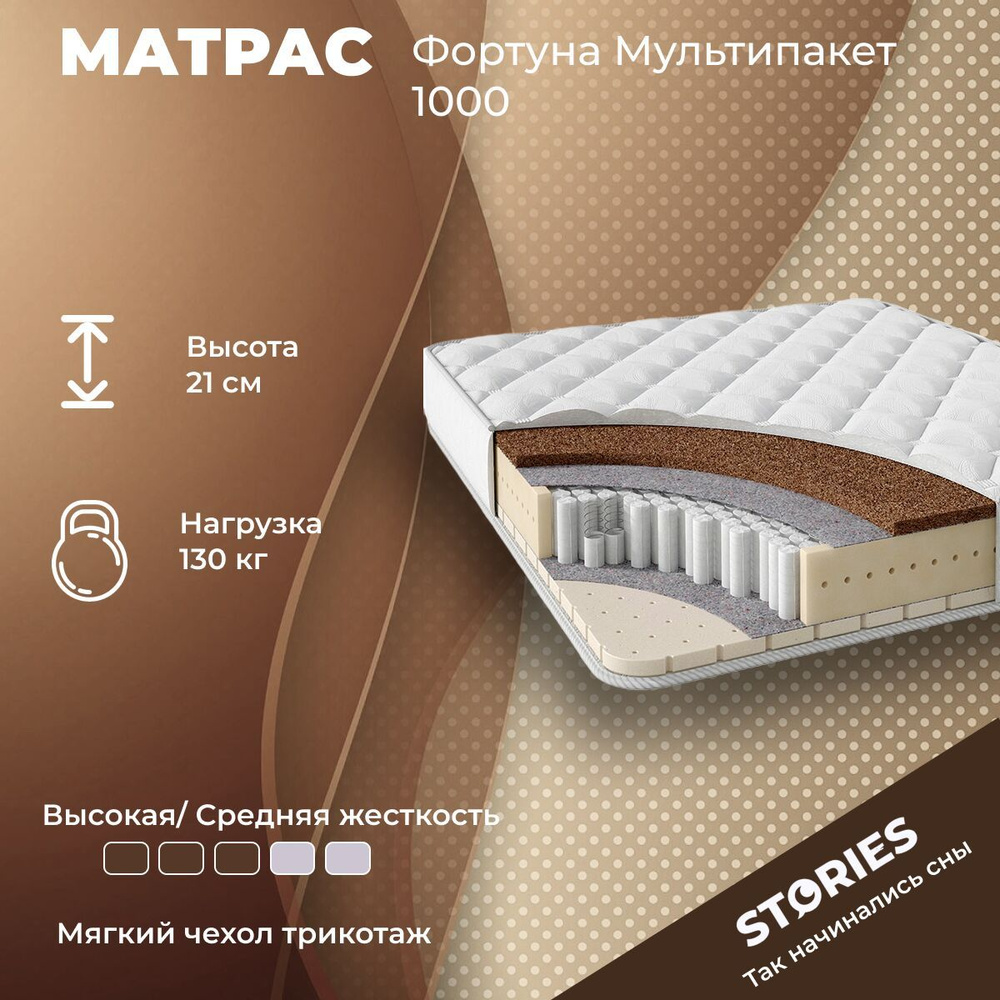 Stories Матрас Фортуна Мультипакет 1000, Независимые пружины, 185х175 см  #1