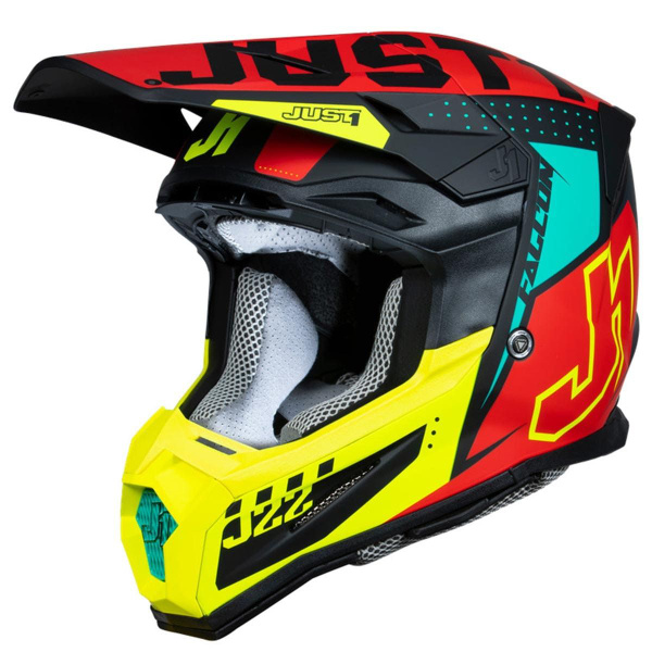 Шлем кроссовый JUST1 J22 F FALCON, Hi-Vis красный/Hi-Vis желтый/черный ...