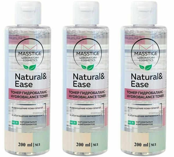 Masstige Тонер для лица Masstige Natural&Ease Гидробаланс, 200 мл, 3 шт ...