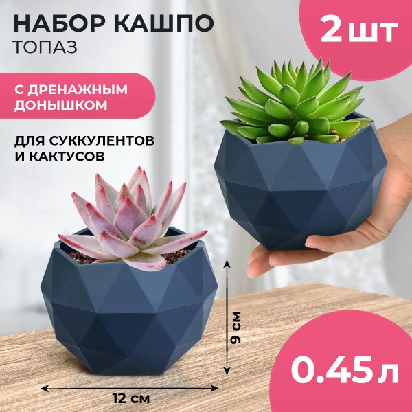 Кашпо для суккулентов, горшки для фиалок, горшок для кактуса ТОПАЗ, 2 ...