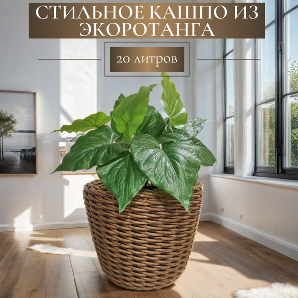Кашпо из ротанга, горшок для цветов, 20 литров - купить с доставкой по ...