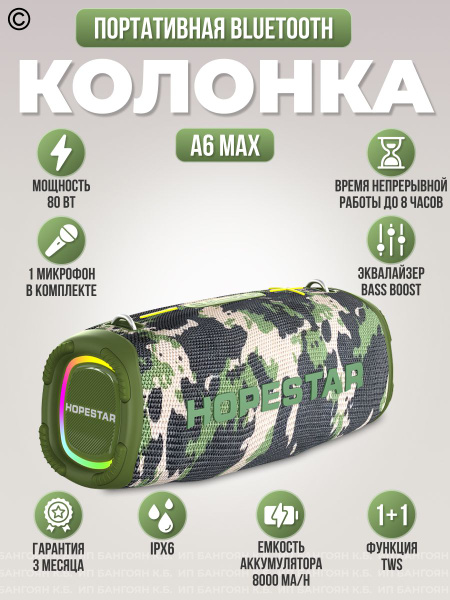 Беспроводная колонка HOPESTAR A6 MAX - купить по доступным ценам в ...