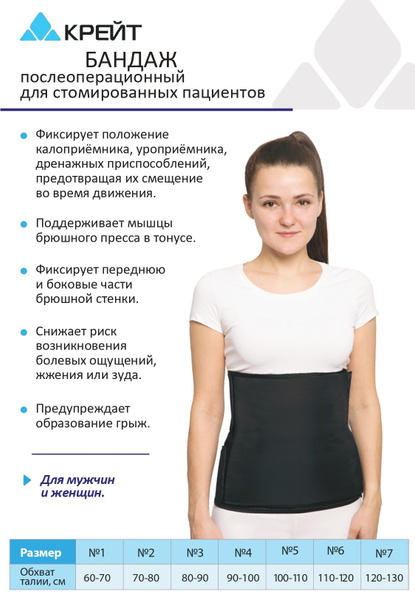 Бандаж для стомы послеоперационный, пояс, №3, черный - купить с ...