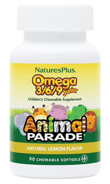Омега 3-6-9 для детей 90 капсул со вкусом лимона, Nature's Plus Animal ...