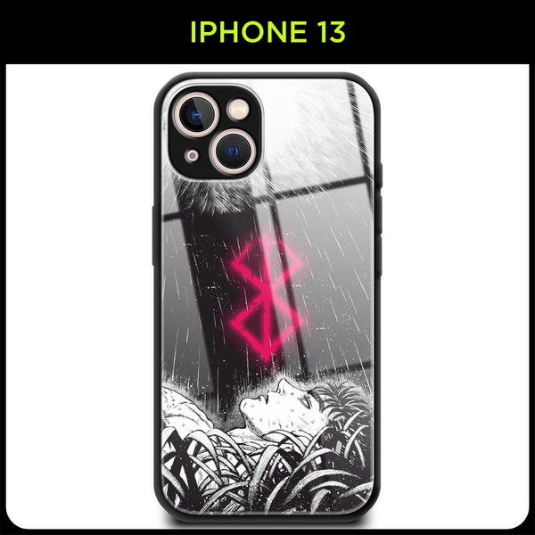 Стеклянный чехол на Apple iPhone 13 / Айфон 13 с принтом аниме Берсерк ...