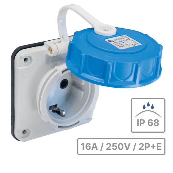 Розетка встраиваемая уличная с крышкой TP Electric SCHUKO 16А 2P+E 250V ...