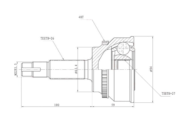Шрус наружный перед лев HDK TO-061A48 - hdk арт. TO-061A48 - купить по ...