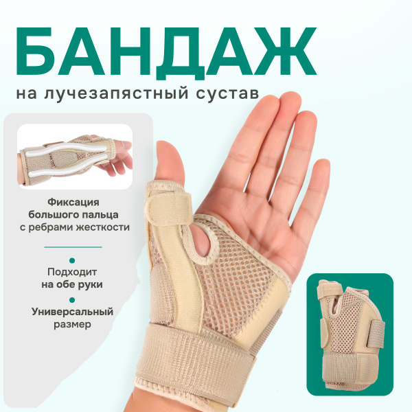 Бандаж на лучезапястный сустав / фиксатор кисти, универсальный размер ...