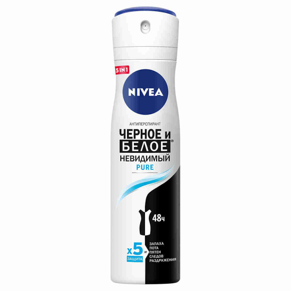 Дезодорант-антиперспирант спрей NIVEA Черное и Белое Невидимый Pure ...