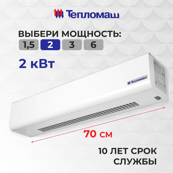 Тепловая завеса электрическая 2 кВт Тепломаш КЭВ-2П1122Е - купить с ...