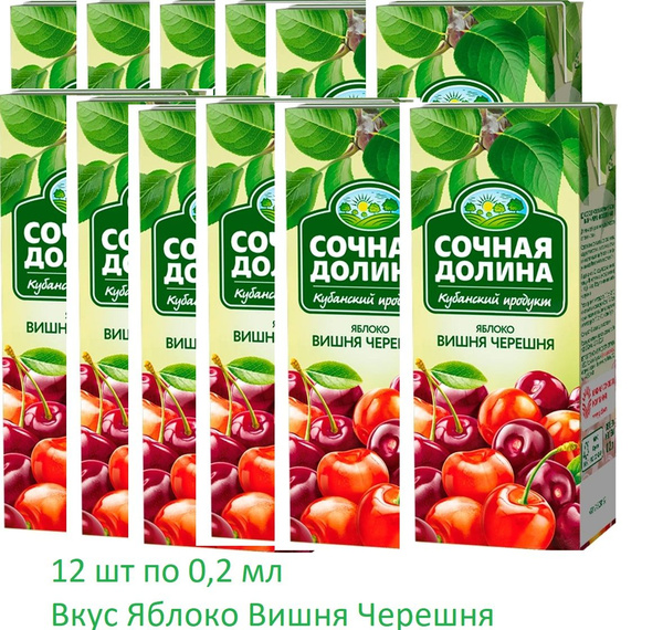 Напиток сокосодержащий Сочная Долина Яблоко Вишня Черешня 0,2 мл ...