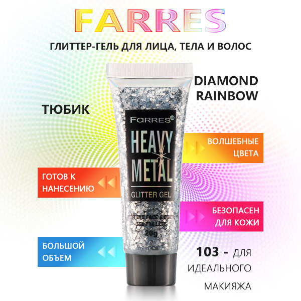 Farres гель-глиттер для лица, тела, волос / декоративные блестки для ...