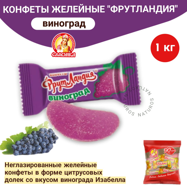 Конфеты "Фрутландия" со вкусом винограда, весовые, 1 кг - купить с ...