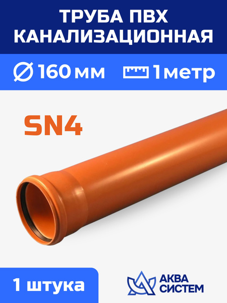 Труба ПВХ 160 мм канализационная 1 (м), SN4 - купить с доставкой по ...