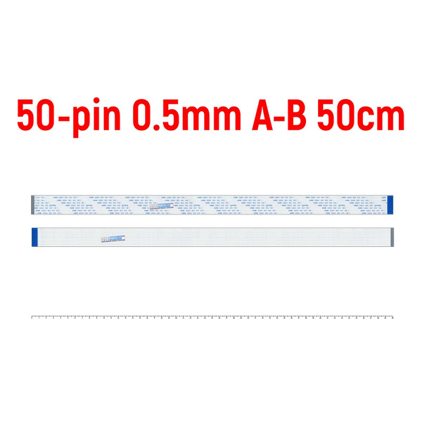 Шлейф FFC 50-pin Шаг 0.5mm Длина 50cm Обратный A-B AWM 20624 80C 60V VW ...