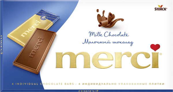 Merci, шоколад молочный, произведено в Германии, 100г / Мерси купить на ...