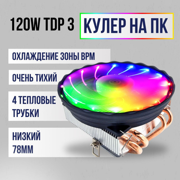 Низкий Кулер для процессора Снеговик 3пин для маленьких корпусов 4 ...