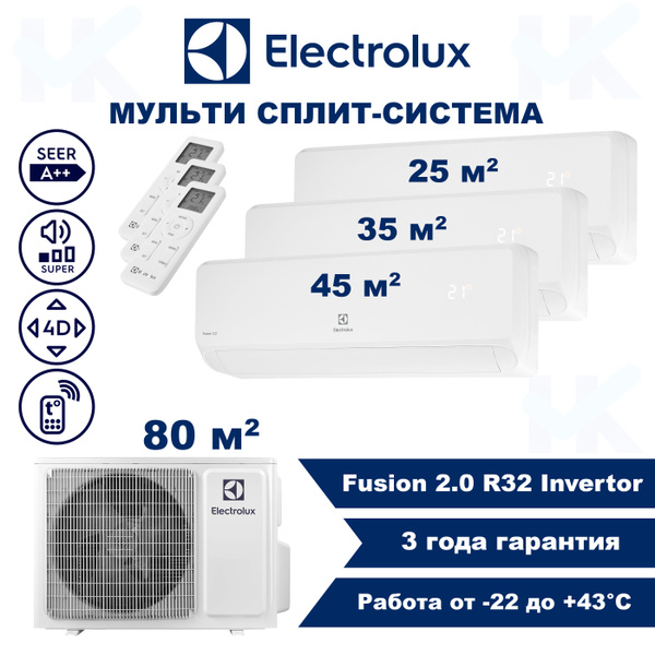 Инверторная мульти сплит-система ELECTROLUX серии Fusion 2.0 на 3 ...