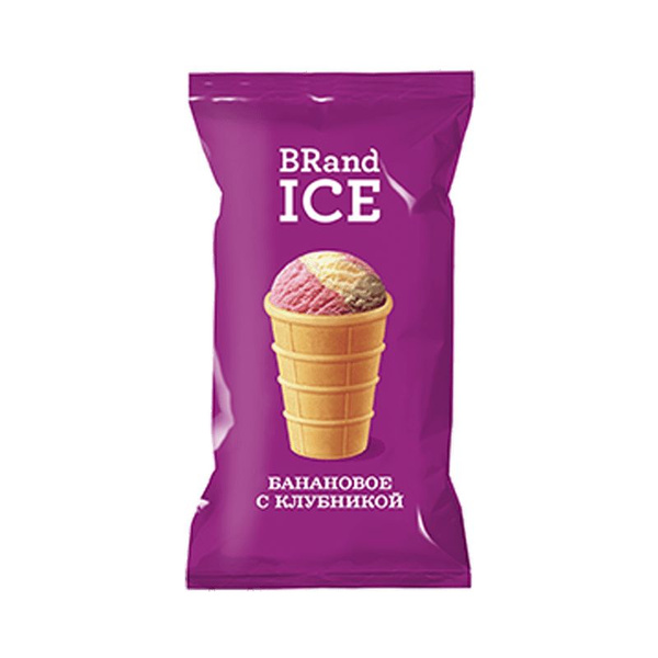 Мороженое Brandice Банановое с клубникой в вафельном стаканчике, 70г, 3 ...