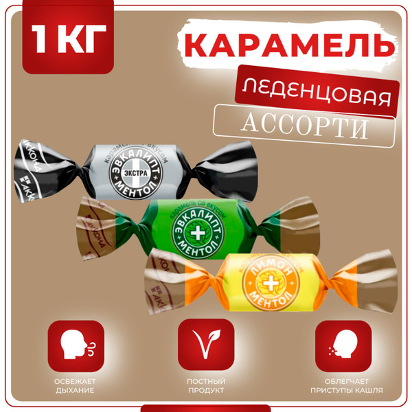 Конфеты карамель леденцы микс ментол, Акконд, 1 кг - купить с доставкой ...