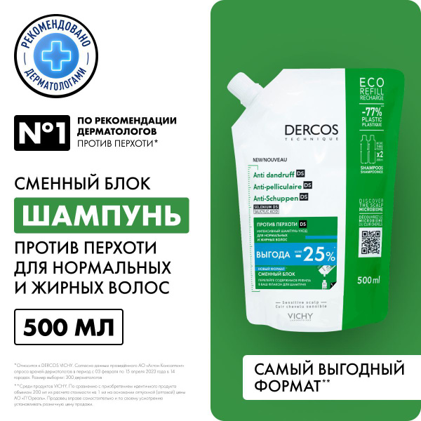 Vichy Dercos Интенсивный шампунь-уход против перхоти и себореи для ...