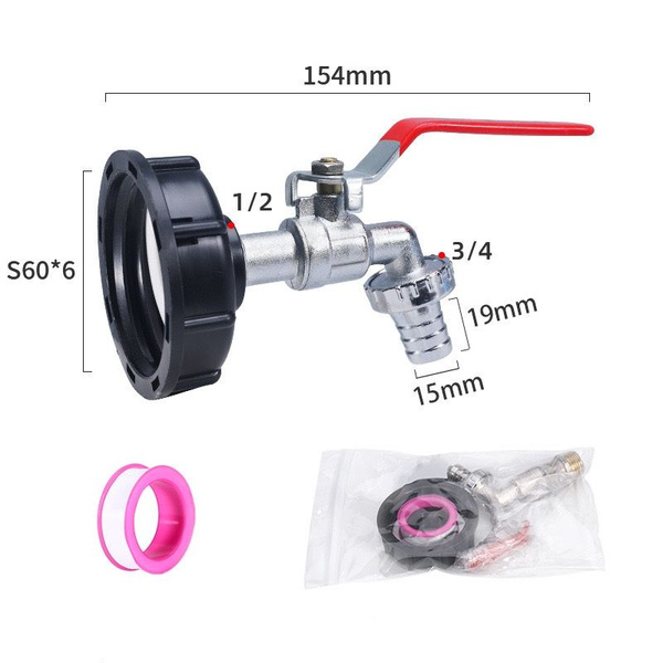 Кран на Еврокуб 1/2 (15мм), переходник для Еврокуба 60х1/2, 2"(S60)х1/2 ...