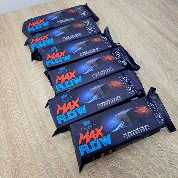 Уголь для кальяна кокосовый CROWN MaxFlow 1 кг, 60 шт, 26 мм - купить с ...