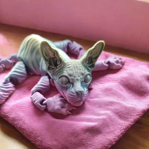 Подвижная игрушка кошка Сфинкс V-ушки, многоцветный шёлк - купить с ...