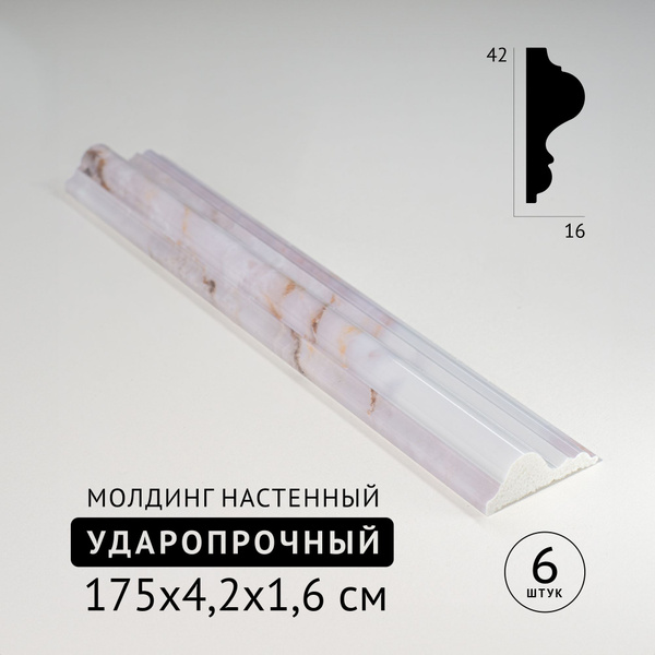 Настенный молдинг ударопрочный 6шт 1750х42x16 мм - купить с доставкой ...