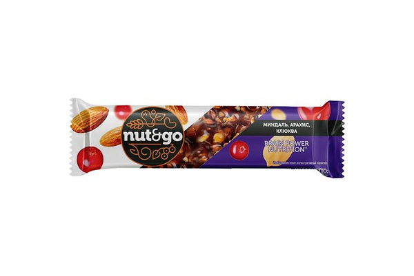 Батончик nut&go миндаль, арахис, клюква 50г - купить с доставкой по ...