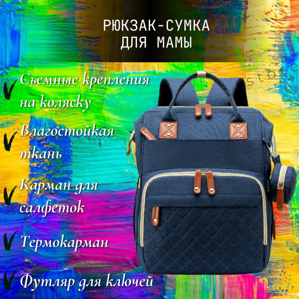Сумка-рюкзак на коляску для мамы, темно-синий - купить с доставкой по ...