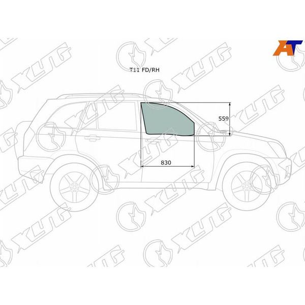 Стекло двери передней правой для Чери Тигго Т11 2005-2013, Chery Tiggo ...