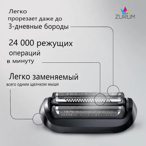 Braun сетка и режущий блок 53B Black для электробритв Braun Series 5, 6 ...