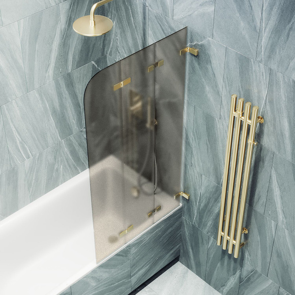 Шторка для ванной стеклянная 140/75 см MaybahGlass, 6 мм, складная (3С ...