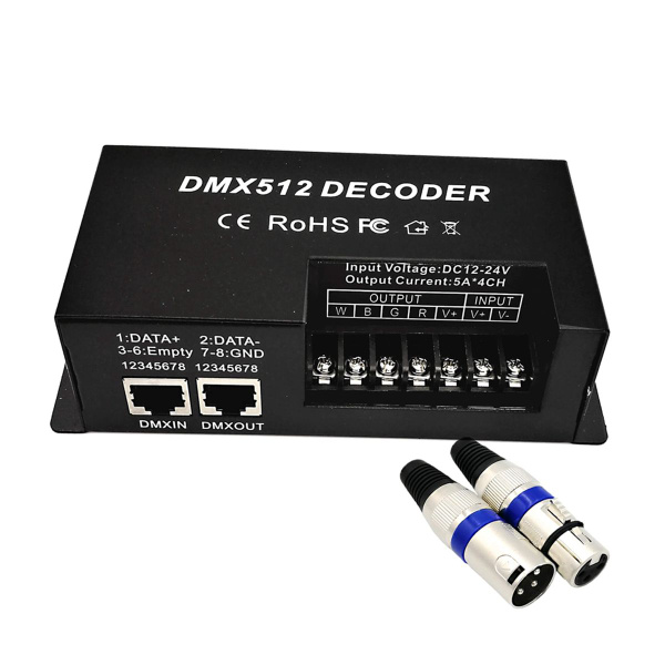 DMX 512 4-канальный декодер сценический светодиодный контроллер ...