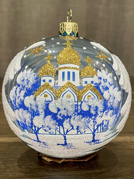 Стеклянный елочный шар "Золотые купола" 9.5 см (№6) фабрика Елочка ...