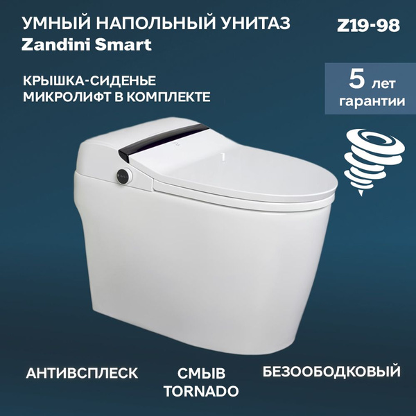Умный унитаз напольный Zandini SMART Z19-98 импульсный, безбочковый ...