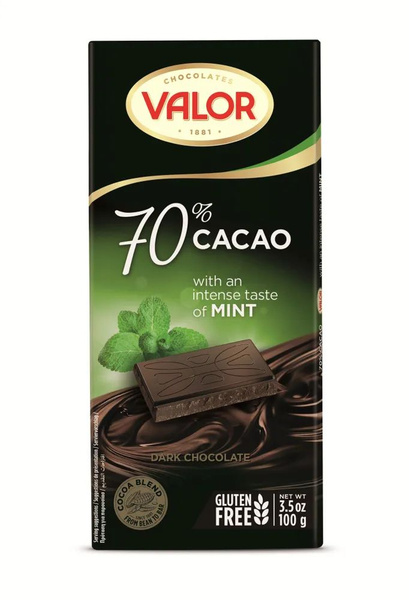Шоколад VALOR горький 70% какао, с мятой 100г - купить с доставкой по ...