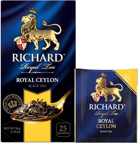 Чай Richard Royal Ceylon черный байховый (2г х 25шт), 50г купить на ...