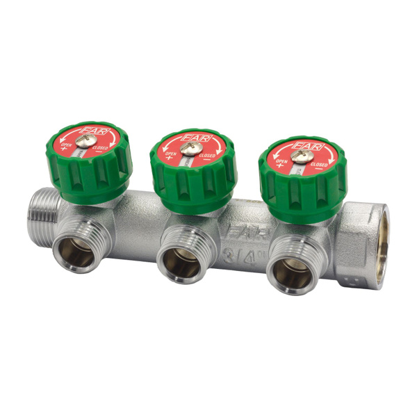Коллектор регулирующий FAR Multifar 3/4" с 3 отводами 1/2" евроконус ...