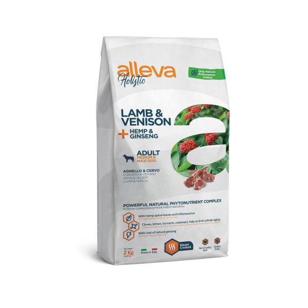 ALLEVA HOLISTIC Корм для взрослых собак с ягненком и олениной. Медиум ...