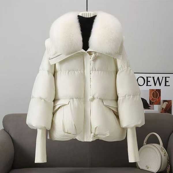 Пуховик Женский Мех белый съемный воротник Breathable, Бархат, размер ...