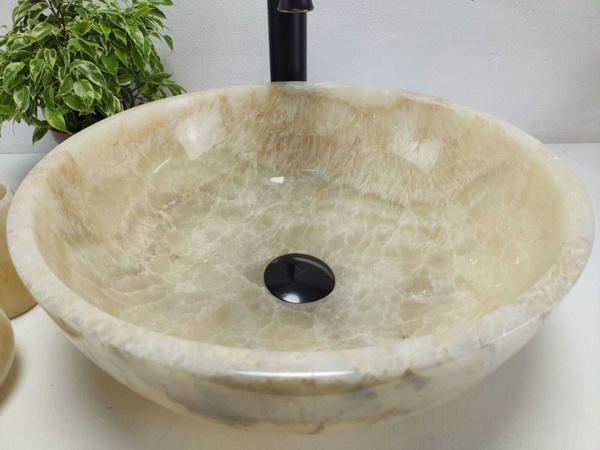 Каменная раковина из оникса Bowl Yellow Small TinLip BO-01062 (40*40*15 ...