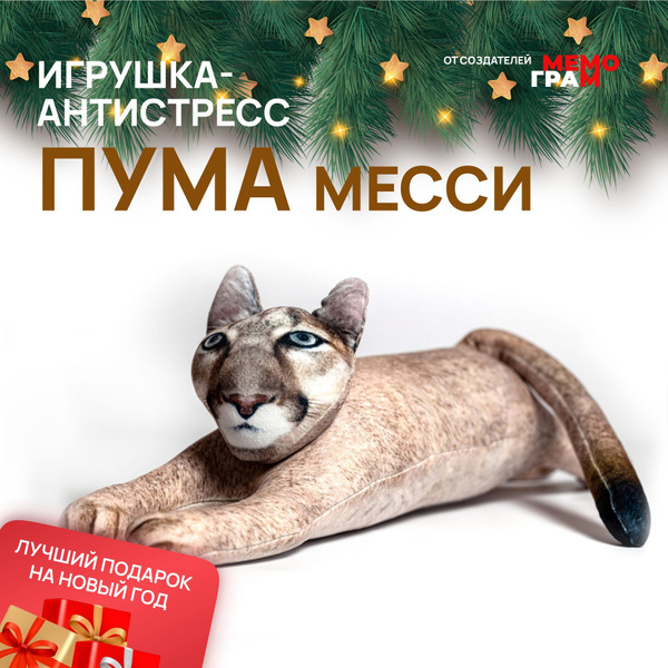 Мягкая игрушка антистресс с шариками для детей и взрослых, котик пума ...