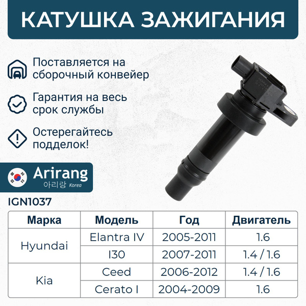 Катушка зажигания Hyundai i30 1, Elantra 4, Kia Cerato 1, Ceed 1 ...