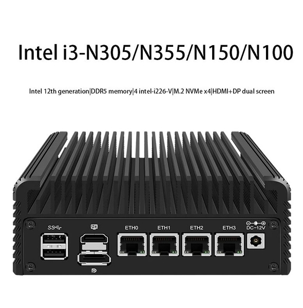CWWK Мини-ПК X86 Мини промышленный компьютер, RJ45 Intel i226-V2 2.5G*4 ...