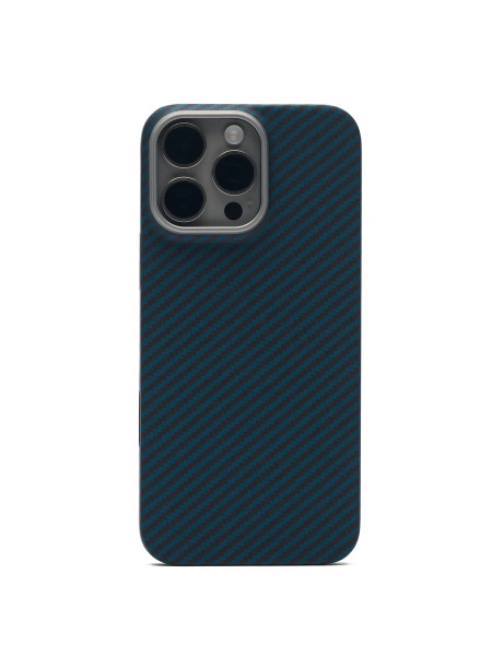 Чехол для iPhone 16 Pro Max KZDOO KEIVLAR, синий кевларовый чехол для ...